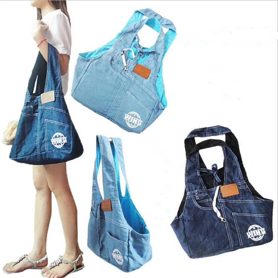 

Classic Dog Handbag Jeans Denim Pet Sling Bag Cat Doggy Carrier Small Dog Pet Holiday Travel Tote Pouch Chihuahua Mini Poodle