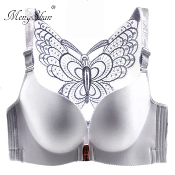 

Gather up the beautiful back plus size bra Wireless Adjustment type Butterfly beauty back lingerie femme big size bra 50D 52E