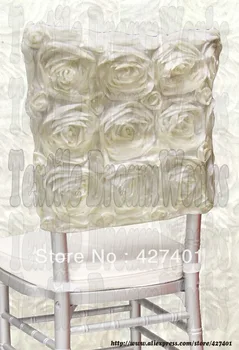 

Ivory Satin Rosette Chiavari Chair Hoods/ Chair Caps / Wrap Tie Back / Chair Sash For Wedding Event&Party&Banquet Decoration