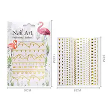 Горячая волна линия Золотой дизайн ногтей стикеры Самоклеющиеся полые цепи панк-шпильки корона крест сердце ретро 3d Маникюр УФ гель DIYDecor