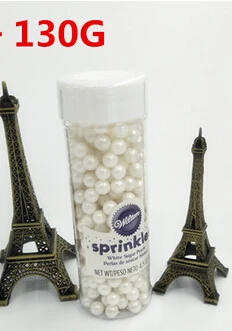 Wilton крупные частицы 6,5 мм съедобные жемчужные конфеты, декоративные сахарные бусины, сахарные бусины, 130 г - Цвет: white
