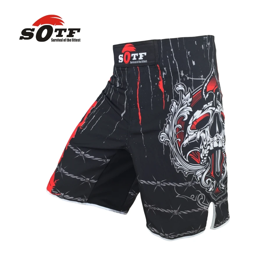 

SOTF Dark Wind Edition breathable cotton boxer shorts mma sports training muay thai clothing mma short kickboxing shorts short