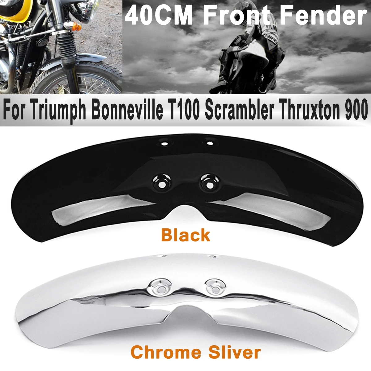 

40cm Front for Fender Mudguard Mud Guard Mudflap Cover Guard For Triumph Bonneville T100 Scrambler Thruxton 900