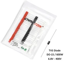 50 шт. Телевизоры диода DO-15(DO-204AC) 600 W P6KE6.8CA P6KE15CA P6KE18CA P6KE33CA P6KE36CA P6KE400CA 6,8 V 15 V 18 V 33 V 36 V 400 V осевой вентилятор