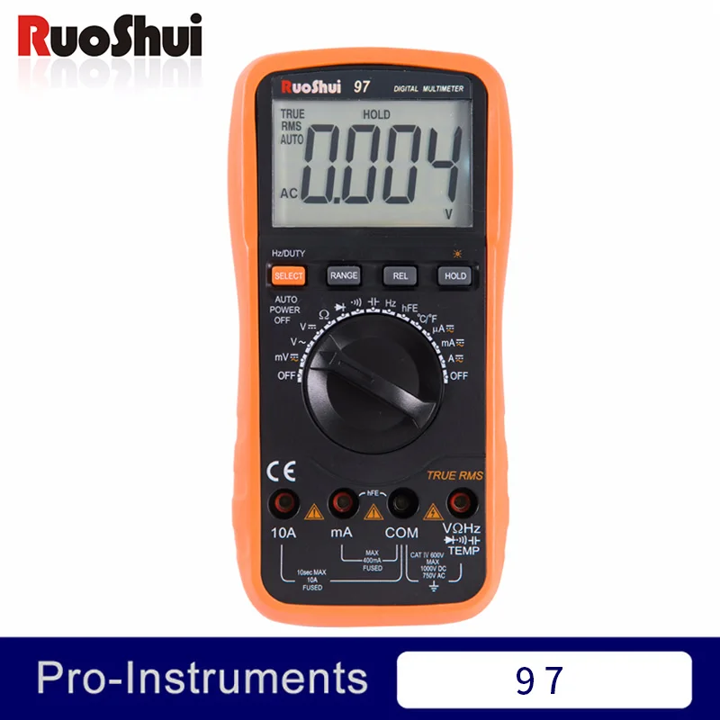

RuoShui 97/ VC97 Multimeter 4000 Counts Auto Range True RMS Digital Multimeter DMM with DC AC Voltage Current Meter LCD Display