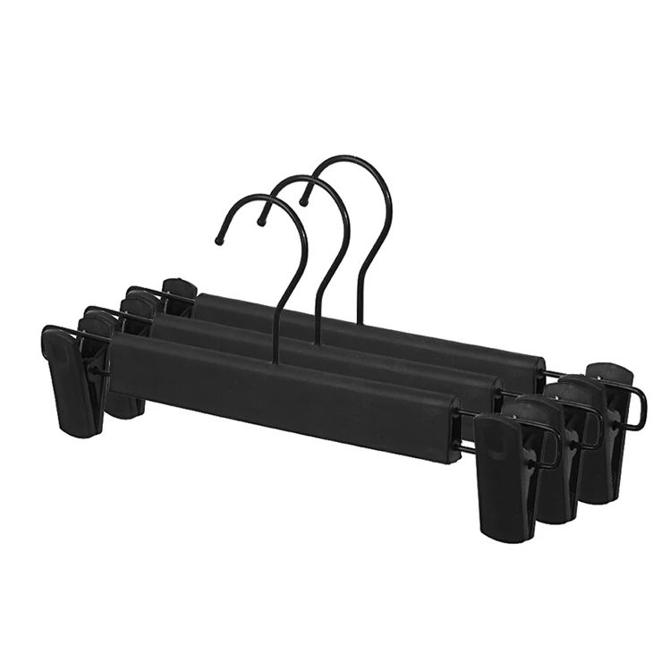 

Sorplus Black Plastic Hanger for Pants with Clips,Round Hook (20 Pieces / Lot)