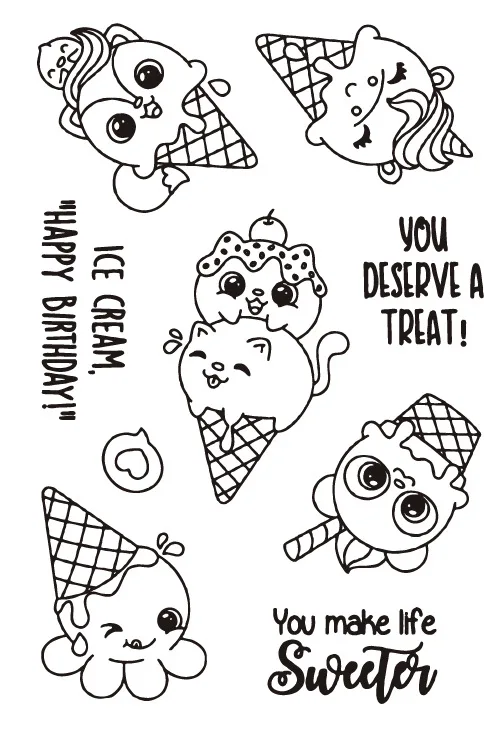 Ice Cream Transparent Clear Stamps For Diy Scrapbooking Card