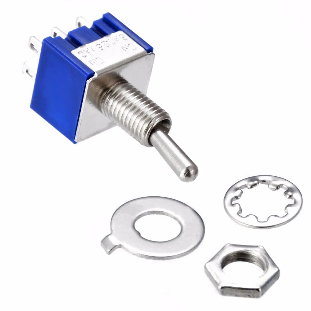 Blue Mini Toggle Switch 5Pcs/10Pcs MTS-202 6A 125V AC 6 Pin DPDT ON/ON 2 Positions Switches for Motor Or Switch Lights