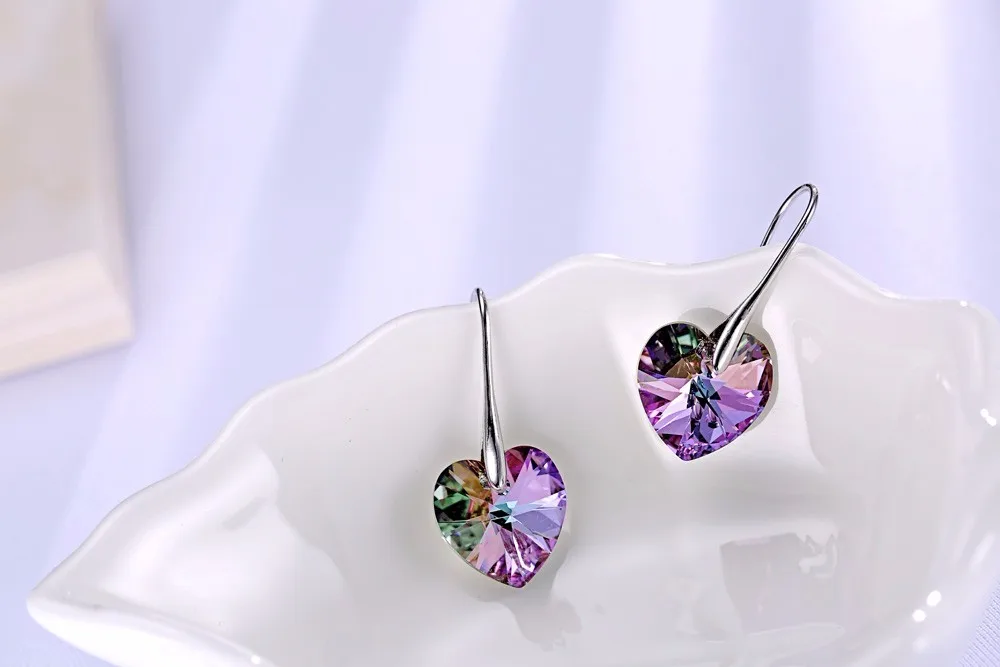 HTB1UpXqNXXXXXX9XpXXq6xXFXXXZ - Earrings Hearts Crystals From Swarovski Jewelry For Women Party Hot Selling Silver Color Ear Friends Gift