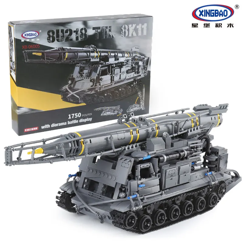 

Xingbao 06005 1750Pcs Military Series The 8U218 TEL 8K11 Set Building Blocks Bricks Children Educational Boy`s Toys Model Gifts