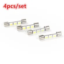 Hot Car Styling 4Pcs LED Bulb Car White 29mm 3 SMD 5050 Bulb 6641 Fuse LED