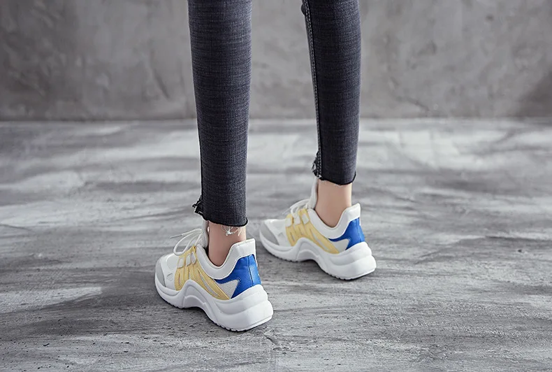 2018 New Fashion Women Casual Shoes Women Sneakers Trends Ins Female White Flats platform Spring Summer Lace Up Large size 35-43 (38)