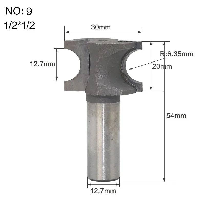 1 шт. полукруглый боковой резак бит фрезы 12,7 мм/6,35 мм SHK деревообрабатывающие Биты - Длина режущей кромки: NO9