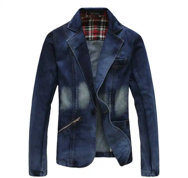 Hot Plus Size M Xxl Autumn Slim Casual Denim Blazer Men Blazers Mens