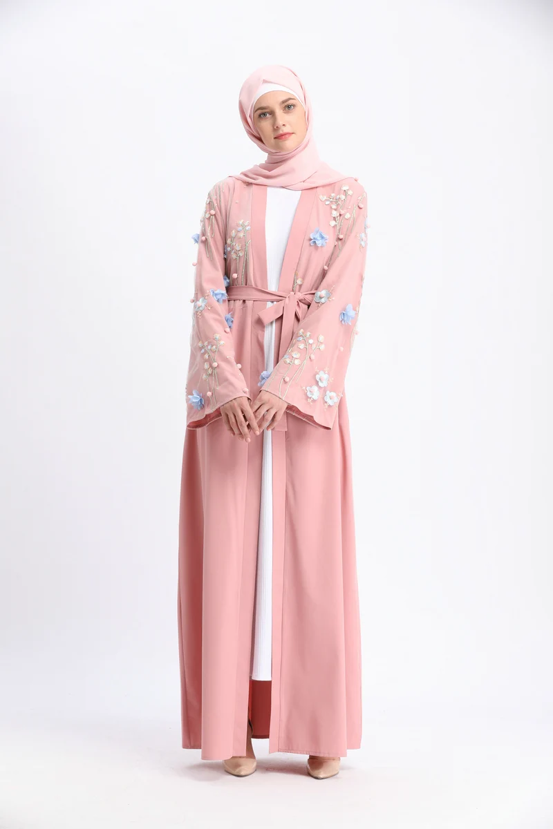 pink caftan double layered abaya | embroidered abaya | printed abaya online pakistan