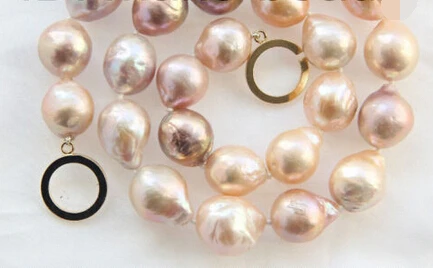 

Jew3109 big 15-17mm baroque pink purple keshi reborn freshwater pearl necklace