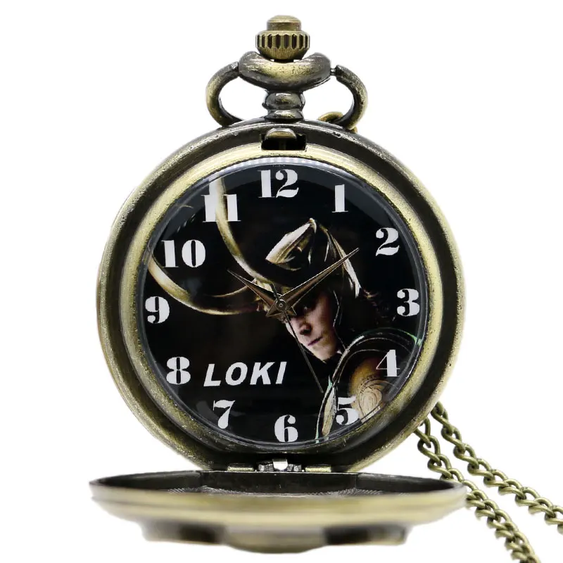 Карманные часы Loki шлем дизайн кварцевые Fob карманные часы цепочка подвеска цепочка для мужчин и женщин Подарочный набор