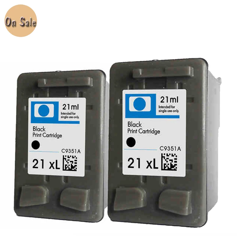 

hisaint 2pcs for hp 21xl C9351A black ink cartridge for HP21 1402 1406 1408 1410 Dsekjet D1360 D1460 D2360 D2460 printer free