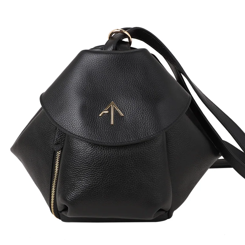 Женский рюкзак из натуральной кожи, сумка через плечо из мягкой кожи, модная повседневная женская сумка - Цвет: Черный