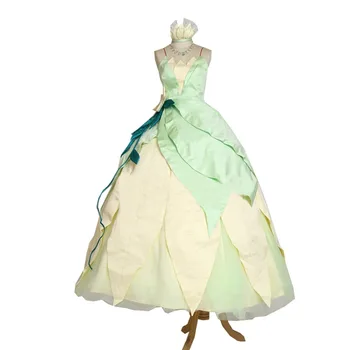 

2017 Wedding Party Halloween Cosplay Princess Tiana Dress Adult Princess Tiana Costume(No Necklace0