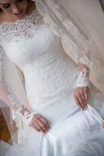 Vestidos De Noiva 2014 New Sexy A Line lace Appliques Wedding Dresses Long Sleeves Bridal Gown For Wedding&Events MF491