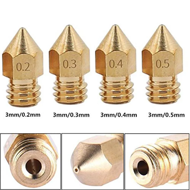 Aokin MK8 сопло 0,4 мм 0,3 мм 0,5 мм 0,8 мм Медная головка латунь M6 Резьбовая 1,75 мм 3,0 мм нить 3d принтер экструдер сопло