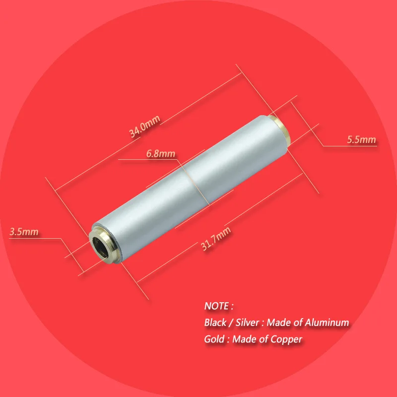 Дизайн металлический чехол 3,5 мм Женский Джек-Джек удлиненный аудио разъем 3,5 Jack Наушники DIY прямой адаптер 3 цвета