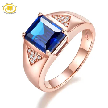 

Hutang Gemstone Corundum Silver Rose Gold Wedding Ring Solid 925 Sterling Fine Fashion Stone Jewelry For Men Gift New Arrival