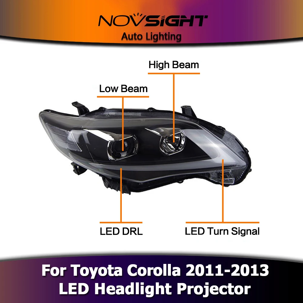 NOVSIGHT 2 шт. налобный датчик светодиодный светильник на голову водонепроницаемый сигнальный светильник Дневной светильник для Toyota Corolla 2011-2013