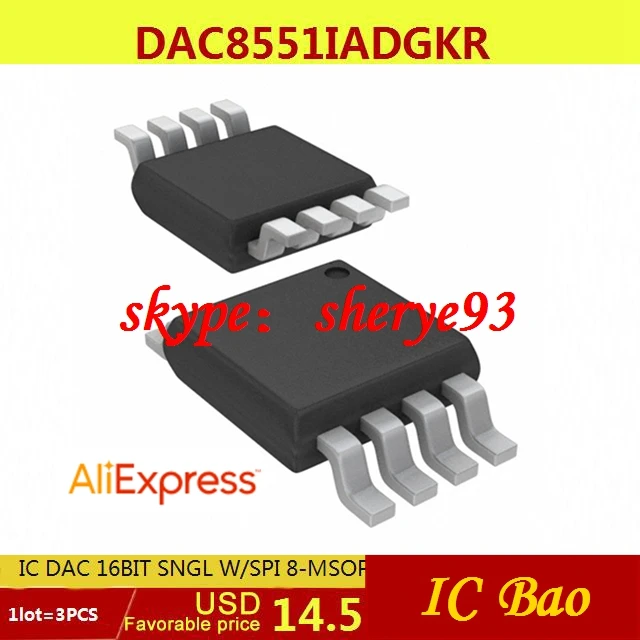 Free Shipping Electronic Voltage Regulator DAC8551IADGKR IC DAC 16BIT