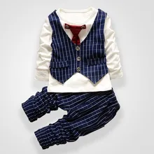 BibiCola/ г. весенне-осенняя Рождественская одежда для маленьких мальчиков, комплекты одежды для детей, жилет с галстуком, костюм детская одежда для джентльмена, официальная одежда