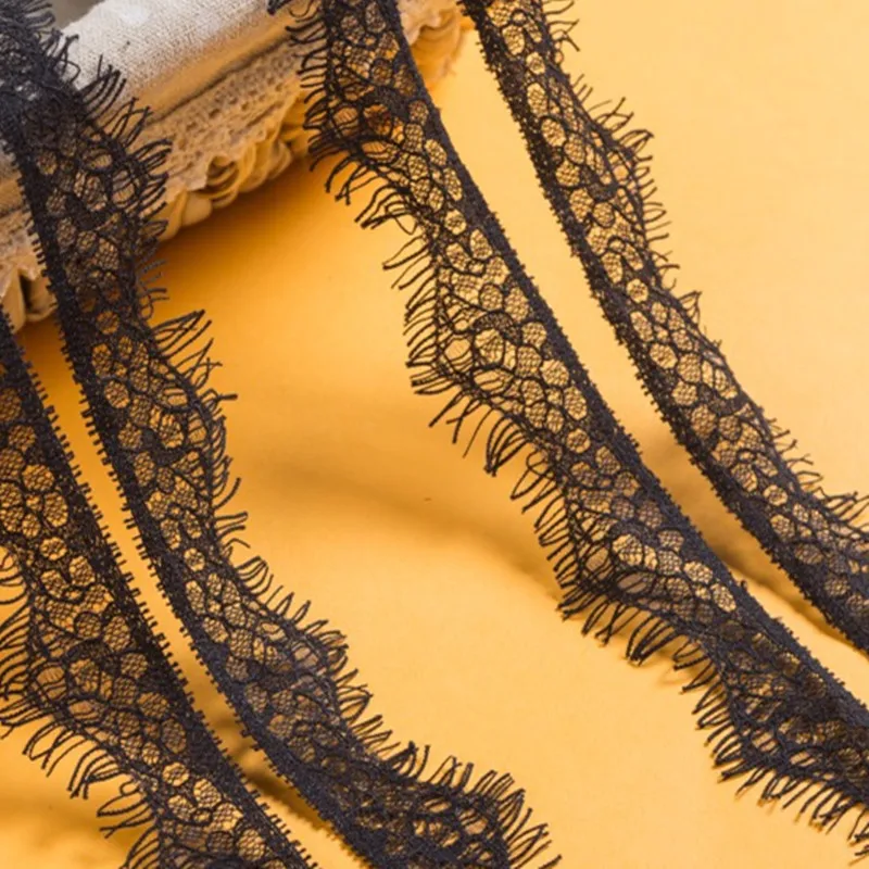 

3meters Lace Ribbon black Width 35MM Trim Fabric DIY High quality Embroidered Net Cord For Sewing Decoration african lace fabric