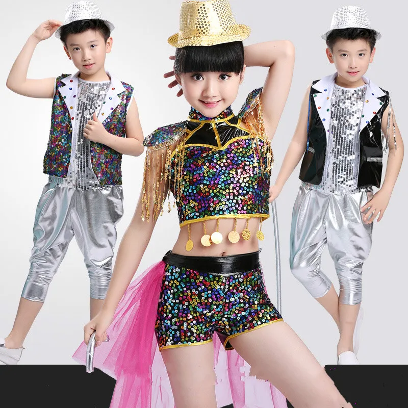 Buy Children's jazz sequins sequined costumes boys and
