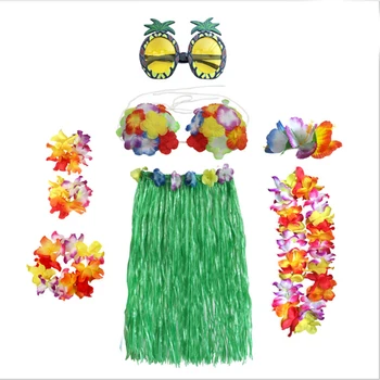 

8pcs Plastic Fibers Hula Dance Dress Party Hawaii Beach Grass Costume Flower Skirt Girls Women Fashion Hawaiian Skirt Hot Sale