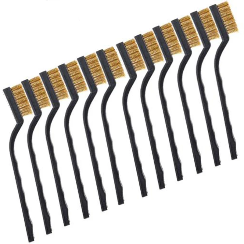 12× Wire Brush Mini Micro Small Steel Brass DIY Paint Rust Metal Remover Removal