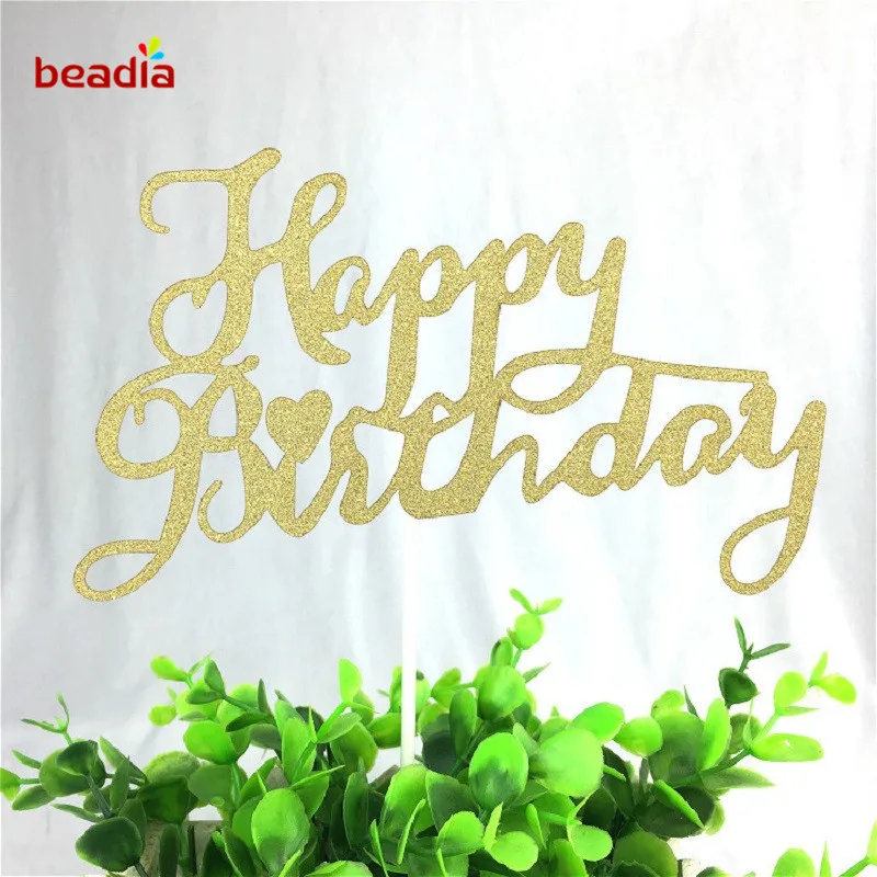 1 шт. многоцветные кексы глиттер Топпер для торта С Днем Рождения флажки наклейка