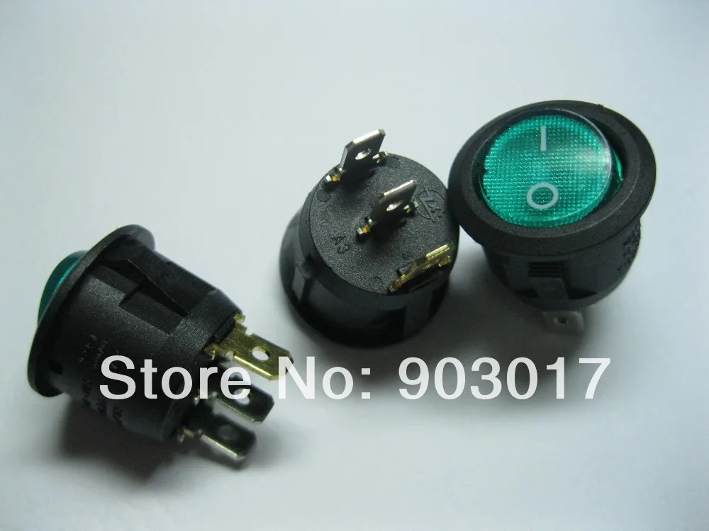 10 шт. кулисный переключатель 3pin 6A ON OFF круглая зеленая крышка с зеленым