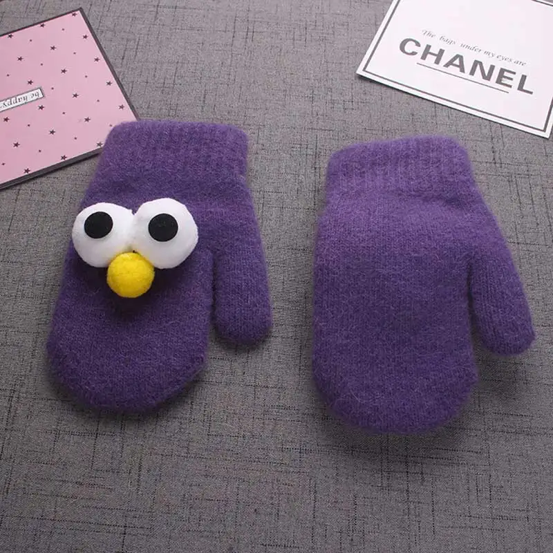 Cute Big Eyes Baby Gloves Autumn Winter Plush Mittens 3-10 Years old Children Warm Gloves New Style Boys Girls Creative Gift