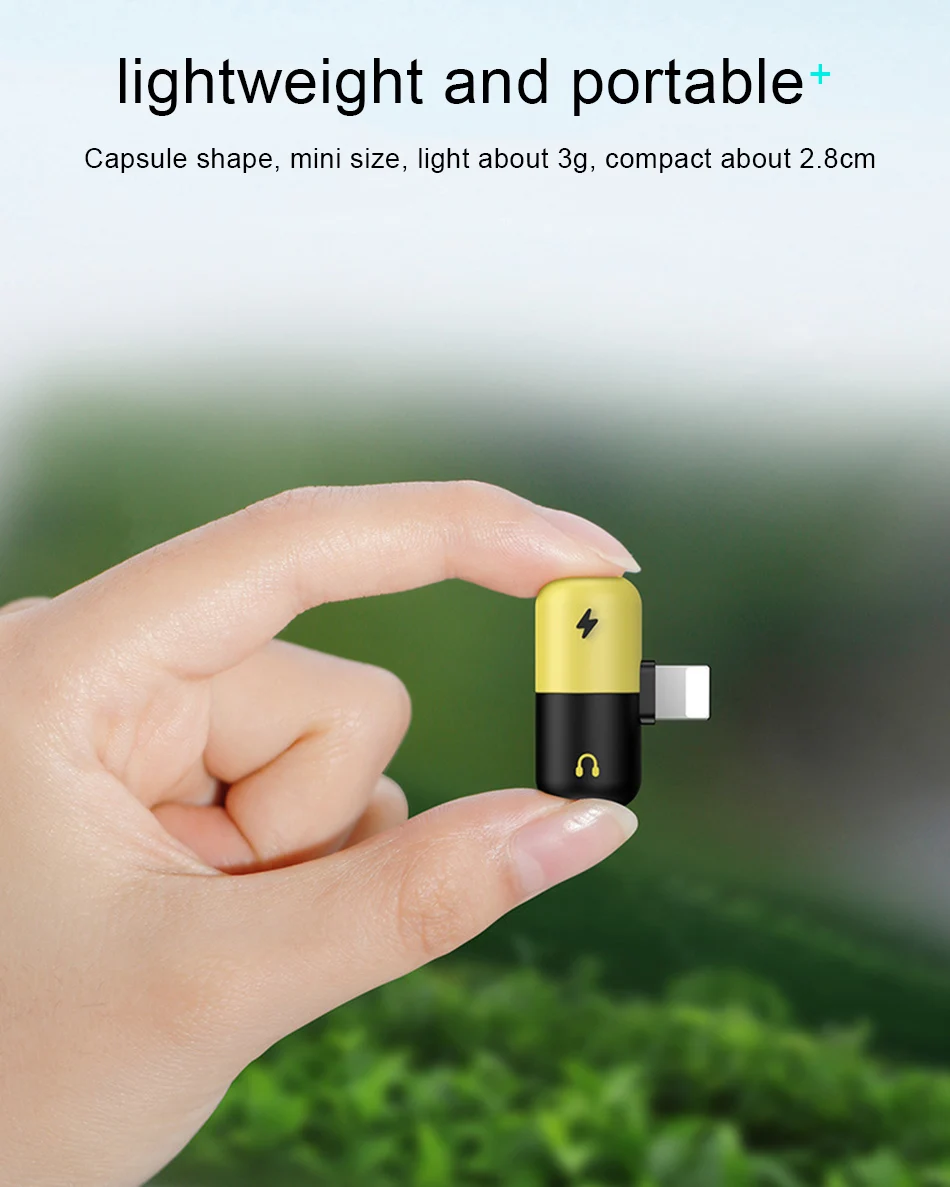 !ACCEZZ Pill Shape 2 3 IN 1 Dual Lighting Fast Charging&Headphone Connector Adapter For iphone X 8 7 Plus Earphone AUX Splitter (6)