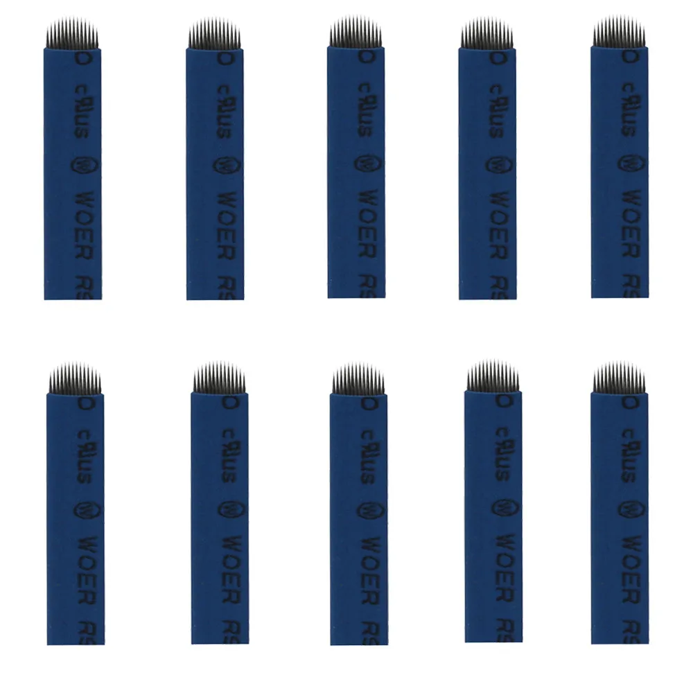 

Top Quality 10PC U Shape 14 Needles Microblading Eyebrow Tattoo Permanent Makeup Manual Freeshipping 20p1025