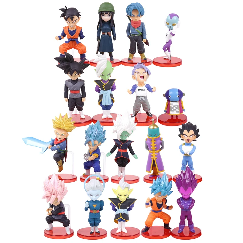 

6pcs/set Dragon Ball Super WCF Vol.5~7 Son Goku Vegeta Zen Black Trunks Mai PVC Figures Collectible Model Toys 4~9cm