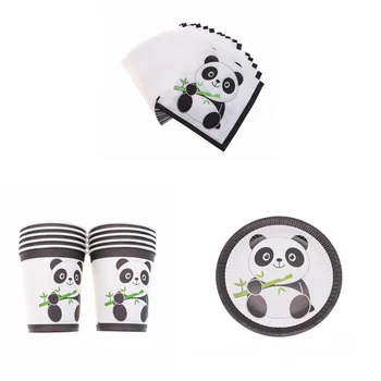 

40Pcs Cartoon Birthday Disposable Tableware Set Birthday Panda Party Decoration Kids Napkin Cup Plate Party Supplies Baby Shower