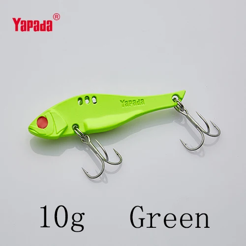 YAPADA VIB 307 длинный нож 10 г/15 г/20 г/25 г тройной крючок 50 мм/57 мм/65 мм/68 мм Металл VIB разноцветные рыболовные приманки - Цвет: Green 10g