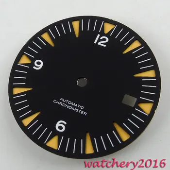 

31mm black dial date window luminous markers fit 2824 2836 automatic movement Men's Watch dial
