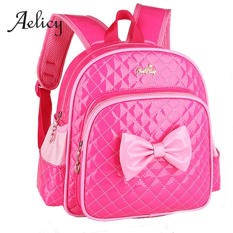 

Aelicy Teenager Girls School Bags Students Bowknot Book Satchel Fashion Kids PU Leather Waterproof Small Backpack New