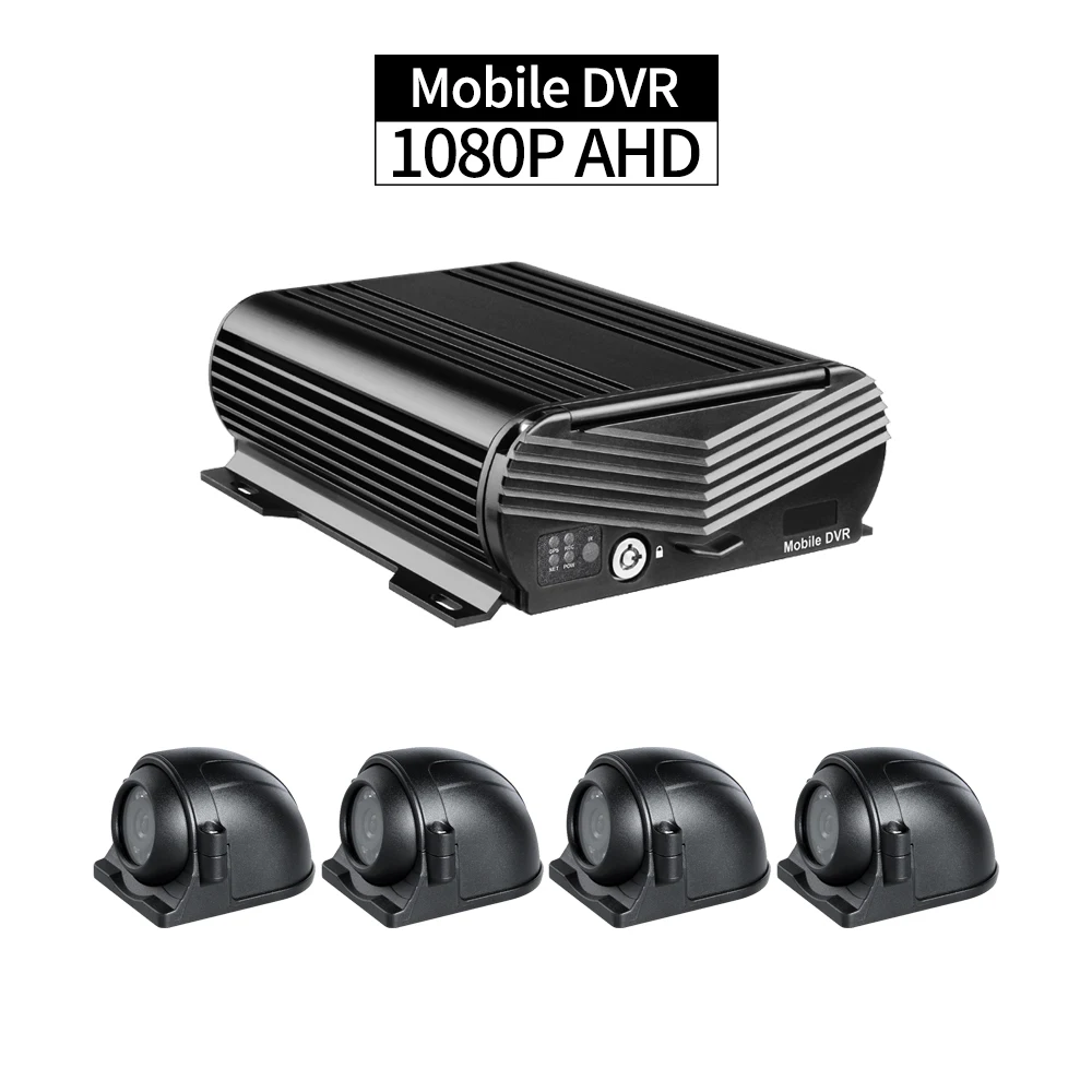  4 canales AHD DVR del coche con 4 piezas al aire libre 2.0MP cámaras 2 TB HDD Grabación de ciclo/O 