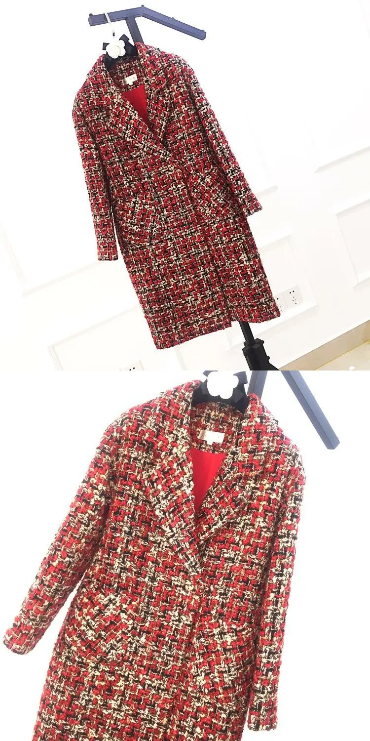 New medium long style high end tweed wool coat women s coat zero cashmere popular