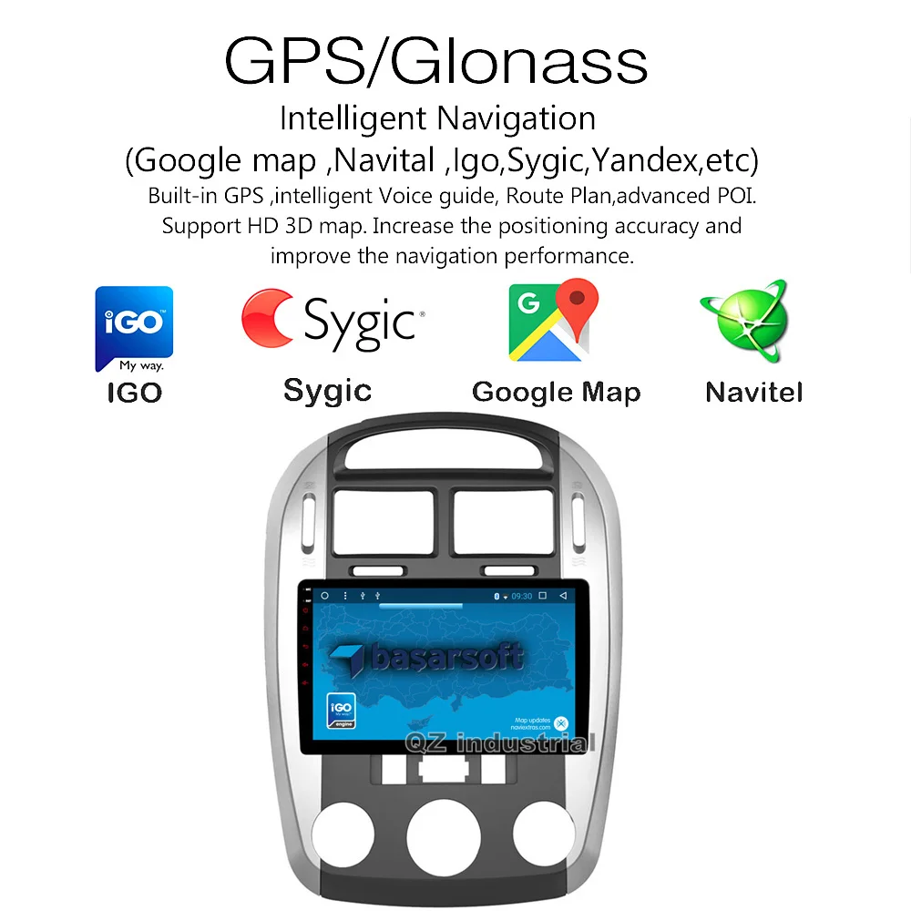 Perfect QZ industrial HD 9" 8 Core Android 8.1 T8 car dvd player For KIA Cerato 2004-2008 With GPS 3G 4G WIFI Radio BT SWC RDS Navi Map 4