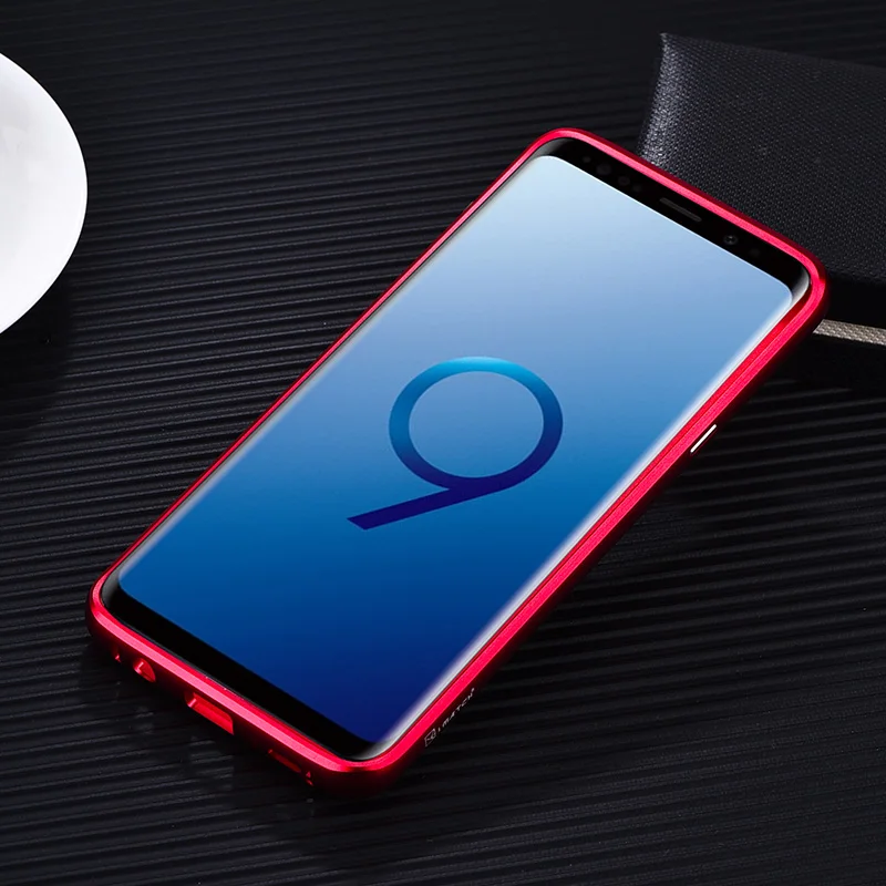 iMatch Luxury Aluminum Metal Bumper Carbon Fiber Back Cover Case for Samsung Galaxy S9 & Samsung Galaxy S9 Plus