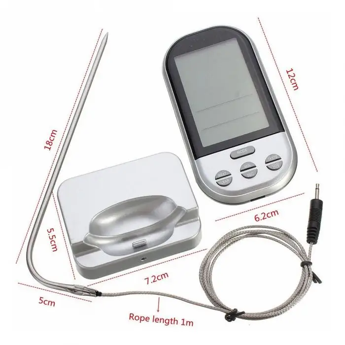 Household BBQ Thermometers Wireless Digital Oven Grill Meat Cooking Remote Control with Long Probe FP8